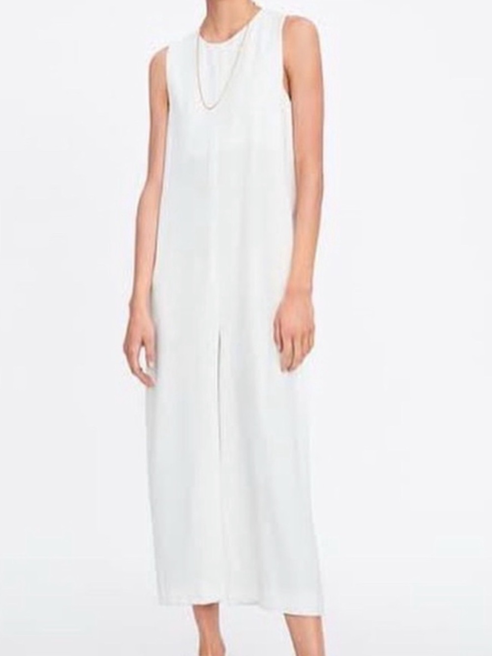Zara White Sleeveless Wide-Leg Jumpsuit XS